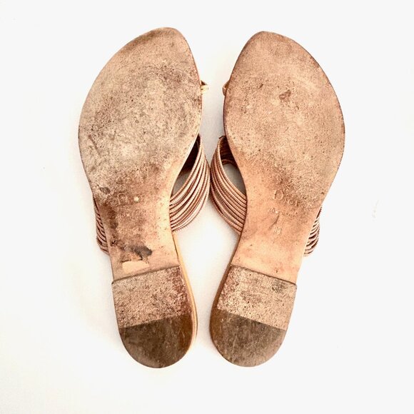 FINAL DROP!  Christian Dior Leather Strappy Neutral Slides - Picture 4 of 8